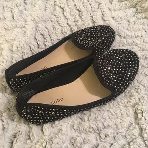 Black studded loafers